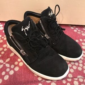 Giuseppe Zanotti mid top suede jewel logo sneakers